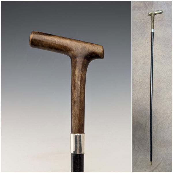 1883 年英國古董女士手拿包手柄純銀裝飾手杖 81 厘米